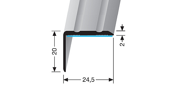 Schodový profil 24,5 x 20 mm (samolepiaci) | Küberit 235 SK SBS