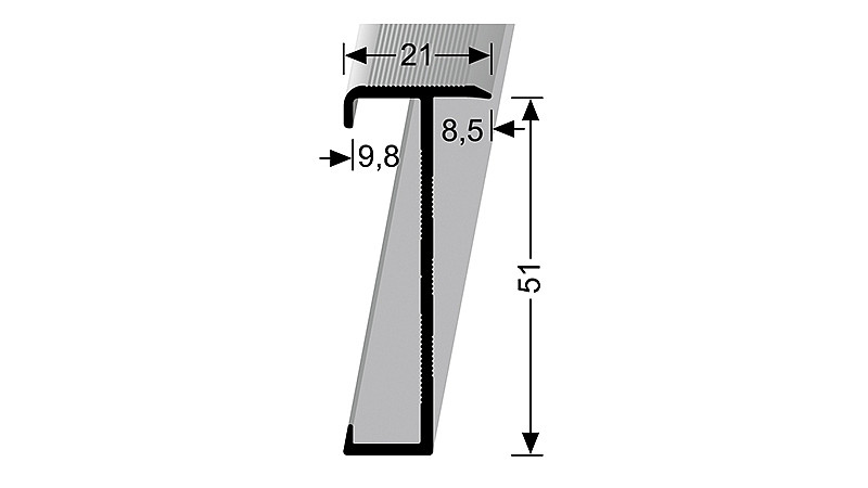 Schodový profil 21 x 51 mm pre krytiny do 9,8 mm (skrutkovací) | Küberit 847
