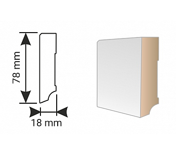 MDF lišta KP 80 F rovná hrana 00088