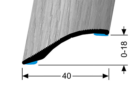 Prechodový profil 40 mm, oblý (samolepiaci) | nivelácia 0 - 18 mm | Küberit 247 H/SK