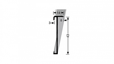Schodový profil 14 x 43 mm pre krytiny do 3 mm (skrutkovací) | Küberit 845
