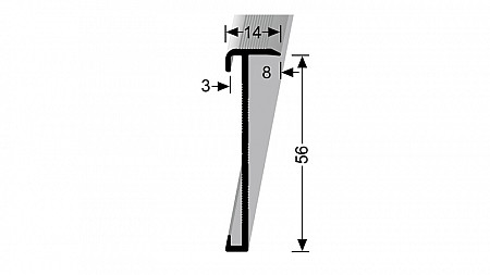 Schodový profil 14 x 56 mm pre krytiny do 3 mm (skrutkovací) | Küberit 846