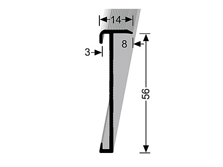 Schodový profil 14 x 56 mm pre krytiny do 3 mm (skrutkovací) | Küberit 846