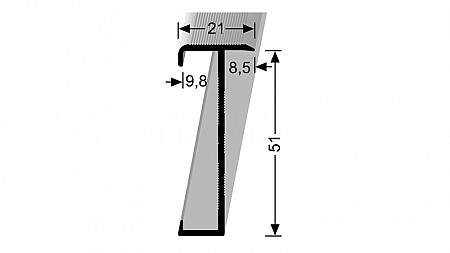 Schodový profil 21 x 51 mm pre krytiny do 9,8 mm (skrutkovací) | Küberit 847