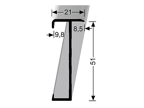 Schodový profil 21 x 51 mm pre krytiny do 9,8 mm (skrutkovací) | Küberit 847