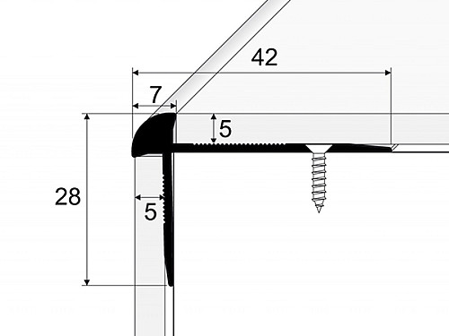 Schodový profil pre krytiny do 5 mm (skrutkovací)