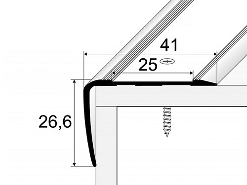 Schodový profil 41 x 27 mm s protišmykovou páskou (skrutkovací)