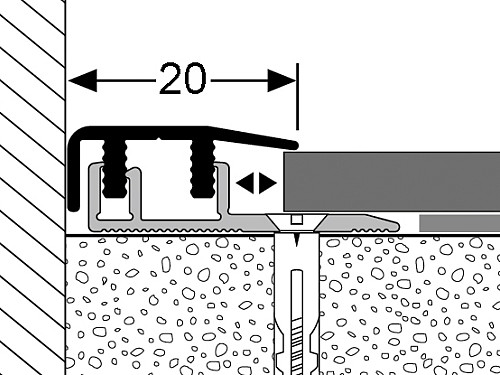 Ukončovací profil 20 mm pre krytiny do 7,5 mm (narážacie / skrutkovacie) | nivelácia 4 - 12 mm