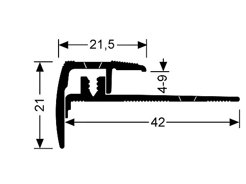 Schodový profil 21,5 x 21 mm pre krytiny do 9 mm (narážacie / skrutkovacie)